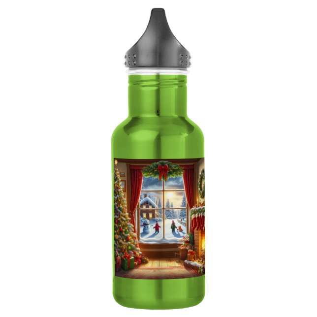 Garrafa Cena da Janela de Natal Cozy (Esquerda)