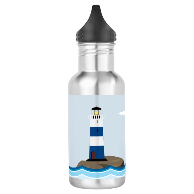 Garrafa Cena Náutica com Farol e veleiro (Esquerda)