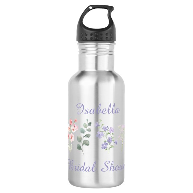 Garrafa Chá de Noiva Boho Aquarela de Flores Silvestres (Frente)