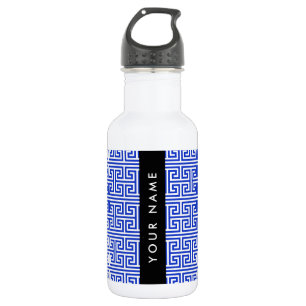 Garrafa Chave Grega Meander H Blue, Seu Nome Personalizar