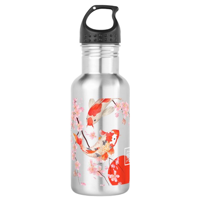 Garrafa Cherry Blossom Koi Carp Fish Sakura Japonês (Frente)