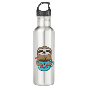 Garrafa Chibi Sloth Coffee Lover - Cute Kawaii Sloth Huggi