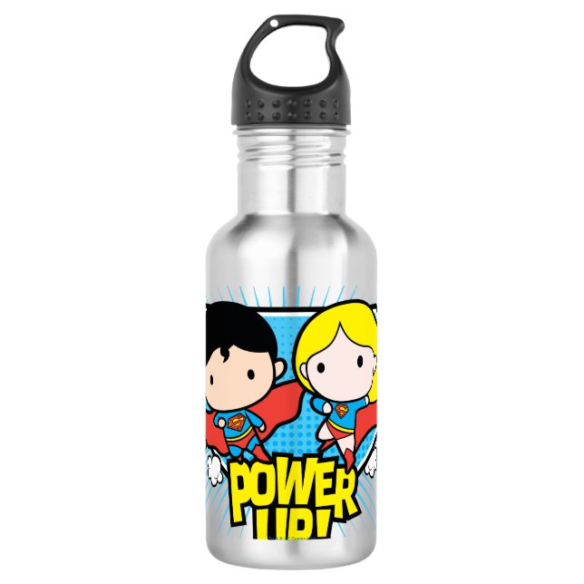Garrafa Chibi Superman e Chibi Supergirl Ligam! (Frente)