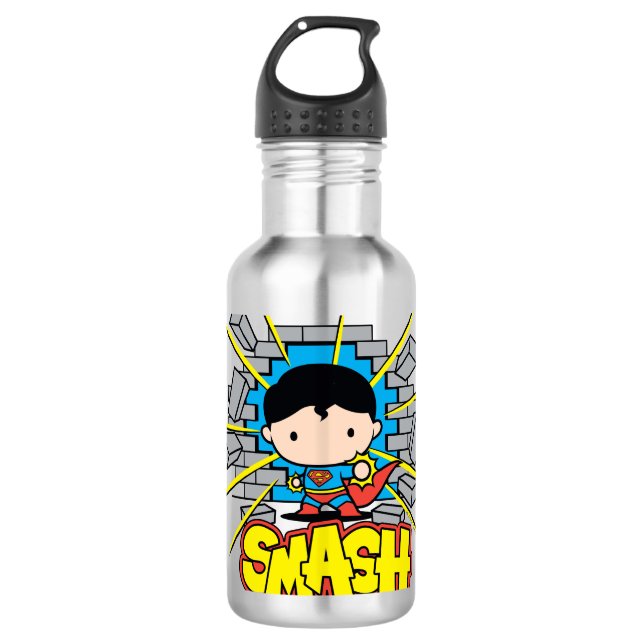 Garrafa Chibi Superman Smashing Através da Parede de tijol (Frente)
