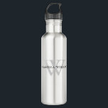 Garrafa Chic Moderno Simples Monograma Personalizado<br><div class="desc">Garrafa de Água de Aço Inox Personalizada com Monograma Chic Moderno Simples</div>
