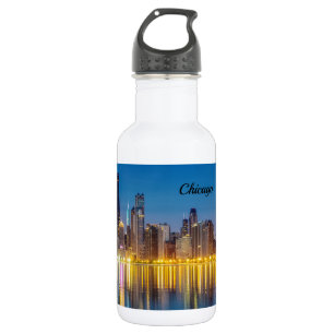 Garrafa Chicago Dawn Cityscape Stainless Steel Water Botl