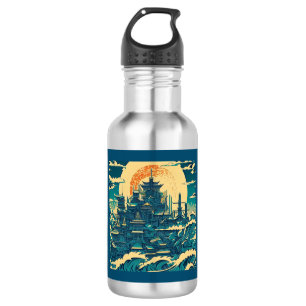 Garrafa Cidade de Atlântida 2 - Estilo Woodblock