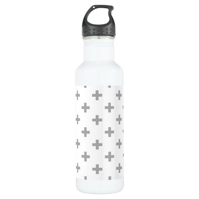 Garrafa Cinza de polka cruza em branco (Frente)