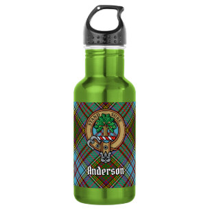 Garrafa Clan Anderson Crest sobre Tartan
