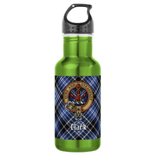 Garrafa Clan Clark Crest sobre Tartan