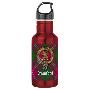 Garrafa Clan Crawford Crest sobre Tartan