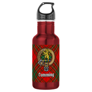 Garrafa Clan Cumming Crest sobre Tartan