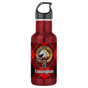 Garrafa Clan Cunningham Crest sobre Tartan