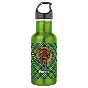 Garrafa Clan Currie Rooster Crest sobre Tartan