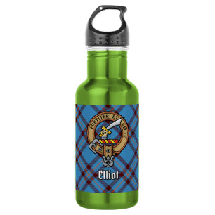 Garrafa Clan Elliot Crest sobre o Antigo Tartan
