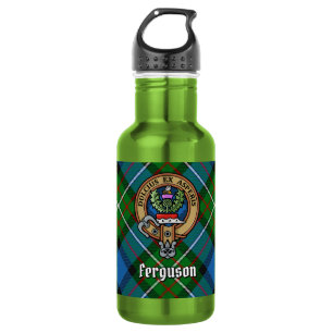 Garrafa Clan Ferguson Crest sobre Tartan
