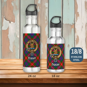 Garrafa Clan Fraser do Lovat Crest sobre Tartan