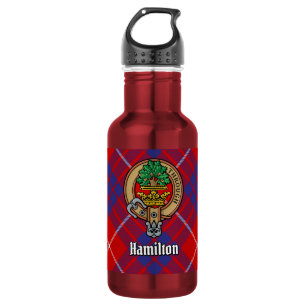 Garrafa Clan Hamilton Crest sobre o Red Tartan