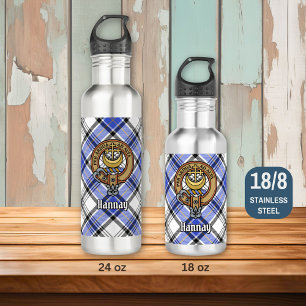 Garrafa Clan Hannay Crest sobre Tartan