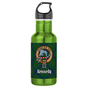 Garrafa Clan Kennedy Crest sobre Tartan