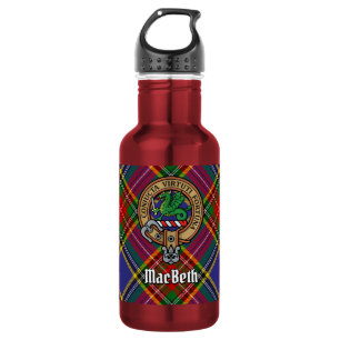 Garrafa Clan MacBeth Crest sobre Tartan