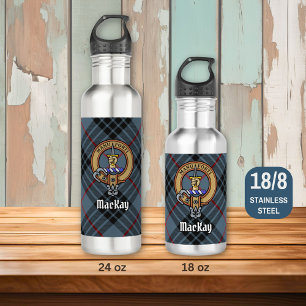 Garrafa Clan MacKay Crest sobre Blue Tartan