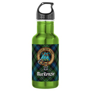 Garrafa Clan MacKenzie Crest sobre Tartan