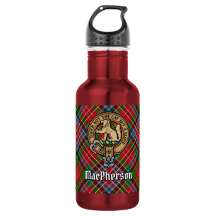 Garrafa Clan MacPherson Crest sobre Tartan