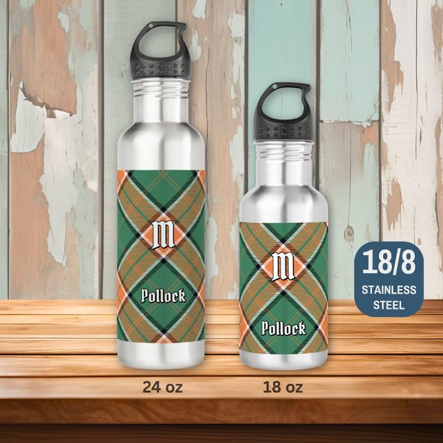 Garrafa Clan Pollock Tartan Stainless Steel Water Bottle (Criador carregado)
