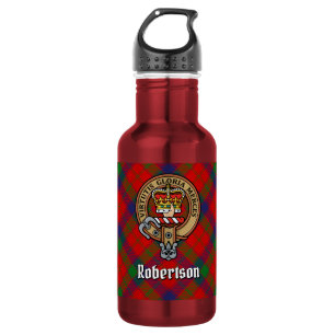 Garrafa Clan Robertson Crest sobre Tartan