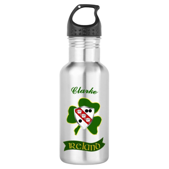Garrafa Clarke Irish Shield & Shamrock Personalizado (Frente)