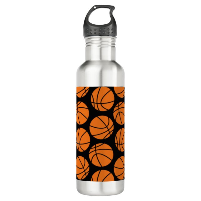 Garrafa Classic Basketball Pattern on Black (Frente)