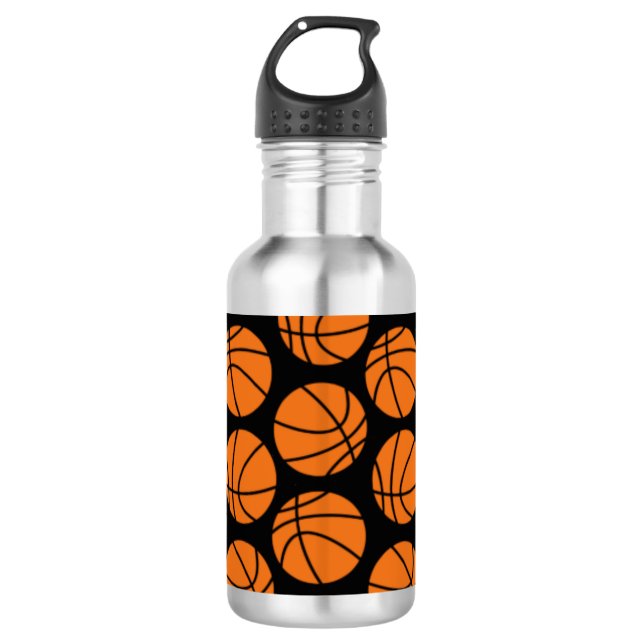 Garrafa Classic Basketball Pattern on Black (Frente)