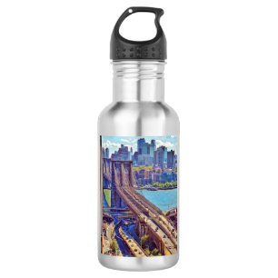 Garrafa Clássico Panorama da Ponte do Brooklyn na Cidade d