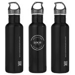 Garrafa Código QR de site personalizado Logotipo corporati<br><div class="desc">Atualize a sua empresa com esta garrafa de água de aço preto sem manchas personalizada apresentando o logotipo da sua empresa e um código de QR digitalizável para o seu site. Um presente de promocional corporativo elegante e profissional,  perfeito para funcionários,  clientes e eventos.</div>