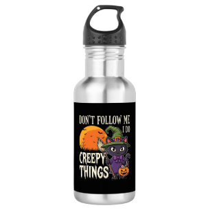 Garrafa Coisas Assustadoras Gato de Halloween Bruxa Design
