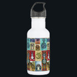 Garrafa Colagem de animais bonitos Design de arte popular<br><div class="desc">Uma garrafa de água com uma coleção única e colorida de animais do tipo arte popular em um design de colagem. Uma variedade de animais é encontrada nesta design artística criativa, que inclui uma cobra, leão, cão, lagarto, avestruz, zebra, coelho, lagartixa, burro e coruja. Este design tem um estilo único...</div>