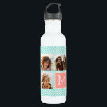 Garrafa Colagem de Fotos de Mint e Coral com Monograma Per<br><div class="desc">Use 3 fotos quadradas para criar um presente exclusivo. Ou você pode ficar com o cachorrinho fofo e fazer uma moda de moda. Se precisar ajustar as fotos,  clique na ferramenta personalizar para fazer alterações.</div>