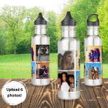 Garrafa Colagem de Fotos do Instagram Personalizado<br><div class="desc">Atualize-se a si próprio e aos outros com o presente desta garrafa legal de água fotográfica Instagram quadrada. Seus melhores amigos ou família adorarão as 6 fotos que você adicionar. Basta adicionar suas próprias fotos e dá-las a avós,  amigos e muito mais. Projetado profissionalmente por Designs Lasgalen Arts.</div>