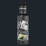Garrafa Colagem de fotos personalizada do Pai 17 | DIA DE<br><div class="desc">Frasco de água fotográfica personalizado com 17 fotos da sua escolha e um modelo de texto fácil de personalizar. presente de excelente para pais e avós para aniversários ou Dias de os pais.</div>