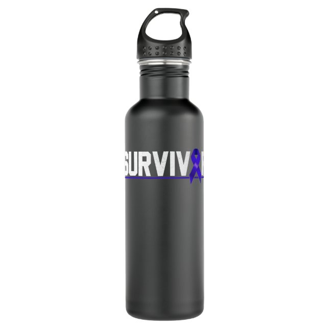 Garrafa Colonoscopia Sobrevivente de câncer Colônica Azul (Frente)