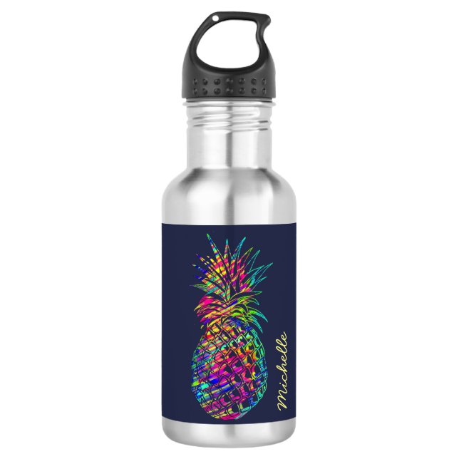 Garrafa Colorida Trendy Tropical Pineapple Personalizada (Frente)