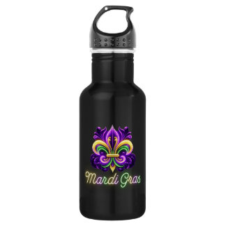 Garrafa Colorido Fleur de lis de Mardi Gras em Neon
