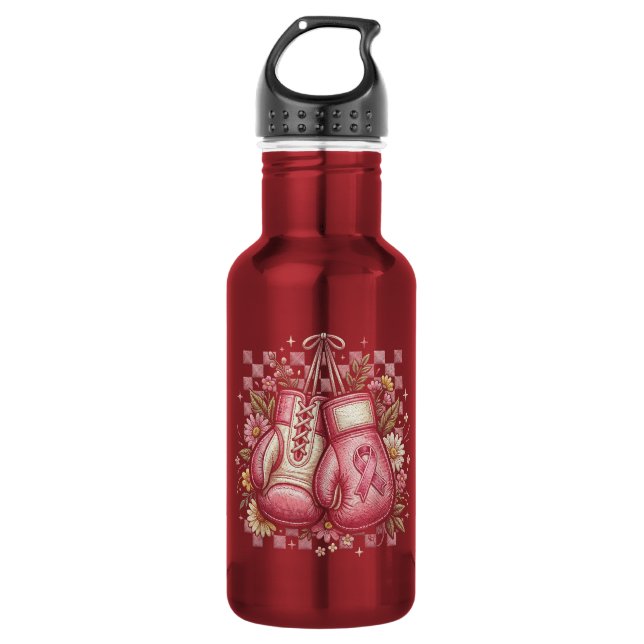 Garrafa Conscientização do Câncer de Mama Laço Rosa  (Frente)