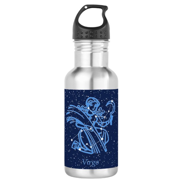 Garrafa Constelação de Virgem e Sinal Zodiac com Estrelas (Frente)