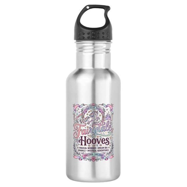 Garrafa Conto de Fadas Unicórnio Cascos Design de Merch Or (Frente)