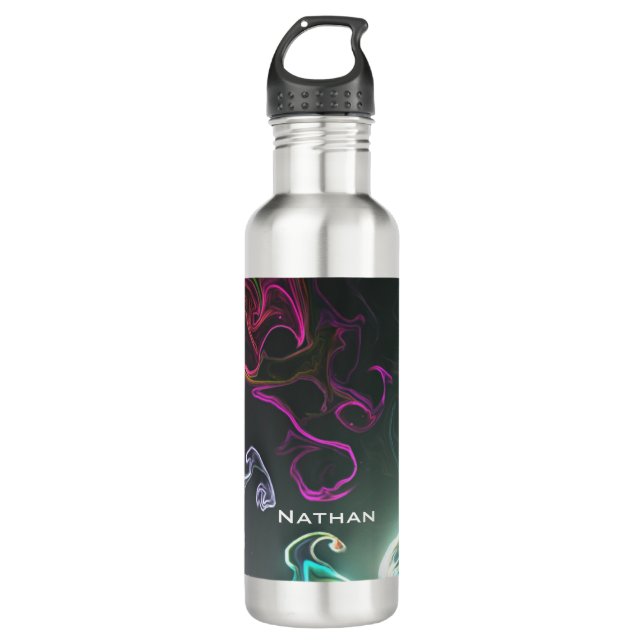 Garrafa Cool Abstract Neon Liquid Art Black Personalised (Frente)