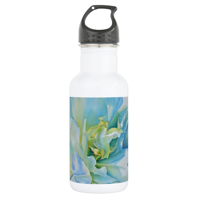 Garrafa Cor de água floral azul Elegante (Frente)