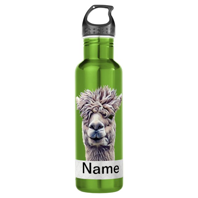 Garrafa Cor do nome personalizado Llama Art (Frente)