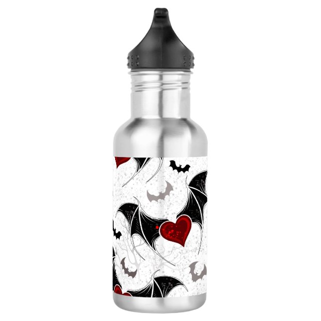 Garrafa Coração de Halloween com asas de morcegos pretos (Direita)